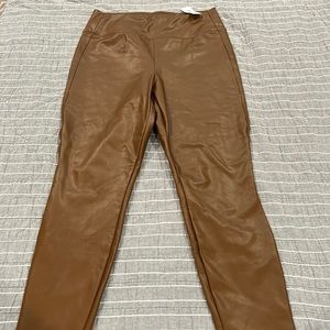 Gap camel colored hi-waisted faux leather leggings